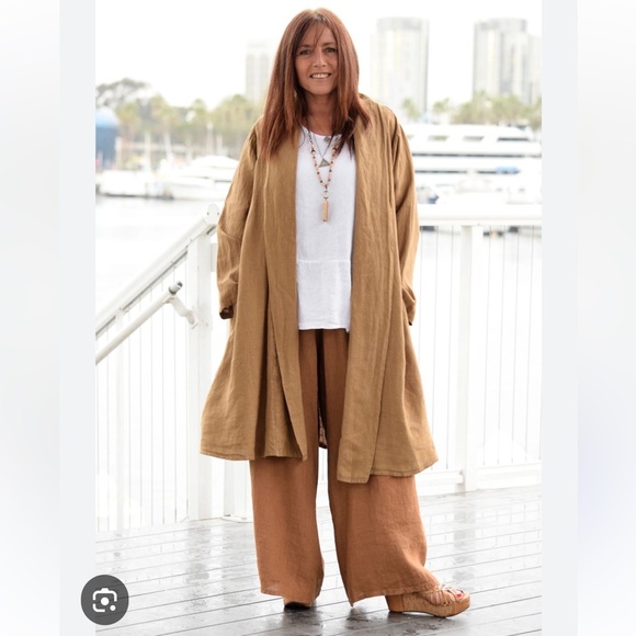 SAGA Alana  Open-Front Shawl Cardigan Linen Size Large Purple - Picture 9 of 9